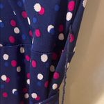 Leota Womens  Petite Blue with Polka Dots Faux Wrap Dress Photo 2