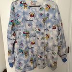 Women’s Snow Themed Cartoon Print Scrub Jacket Size: M Blue Size M Photo 0