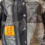 VTG Chico's Design Jacket Black Gray Embroidered Patchwork Art To Wear Size 2 L Size L Photo 1