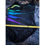 st. john's bay Swimsuit One Piece Size 16 Black Ruched Colorful Stripes Padded Photo 7