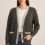 Jantzen Rare 1940s 1950s Deadstock Lambswool Cardigan Gray Contrast Trim M Photo 0