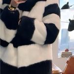 J.Crew NEW  Women’s Collection Faux Fur Topcoat in Stripe XXS Photo 5