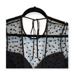 BCBGeneration new ❤︎︎ Sweetheart Flocked Tulle Panel Open Back Romper ❤︎︎ Black Photo 10