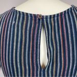 Marine layer Dress Laney Linen Mini Navy Rainbow Stripe Size Small Braided Belt Photo 9