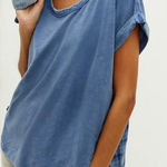 Pilcro Anthropologie Blue Mixed Media Plaid Short Sleeve Cuffed T-Shirt Size XS Photo 0