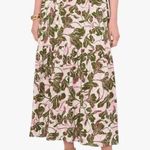 Parker  Soft White Floral Botanical Print Lined Green Pink Skirt Size NWT Size 2 Photo 0
