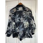 Robert Kitchen Sheer Blouse Women XL Floral Mature Coastal Grandma Office Canada Gray Photo 2