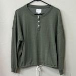 American Eagle Women's XS Boxy Relaxed Fit Tie Hem French Terry Green Photo 0