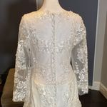 Women’s Long Sleeve Wedding Dress Lace Appliqué Zip Up Back with Train Size 12 Photo 7