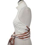 Rosie Assoulin Knit Halter Sash Crop Top in White Open Back Size 6 NWT Photo 7