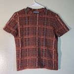 ZARA Madras Top Women Size Medium Burnt Orange Black & Beige Photo 0