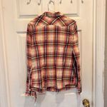 Mossimo Womens Flannel‎ Western Top L Pink Plaid Pearl Snap Long Sleeve Jrs NWT Size L Photo 4