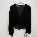 Urban Outfitters  Black Sheer Long Sleeve Blouse Tie Bow Size XS Photo 7