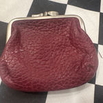Vintage Burgundy Textured Leather Coin Purse Kiss Clasp Small Wallet Pouch Rolfs Red Photo 0