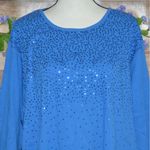 Quacker Factory  Womens Light Blue Sequin Tunic Thin Knit Shirt Top Plus Size 3X Photo 1