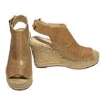 Kenneth Cole 7.5  Odette Espadrille Wedge Sandal Metallic Tan Leather Slingback Photo 2
