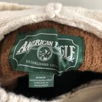 American Eagle  Outfitters Womens Hooded Sweater M Deer Knit Acrylic Cotton Beige Photo 2