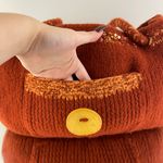 90s Burnt Orange Handmade Sequin Knit Felted Wool Slouchy Hobo Shoulder Bag Tote Photo 4