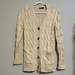 PRETTYGARDEN Beige/Cream Cable Knit Open Front Button Down Cardigan Sweater Photo 0