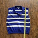 Sewn & Seen Womens Sleeveless Polo Sweater Vest Top Size Large Royal Blue Stripe Photo 4
