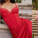House Of CB  XS D-DD  'Salma' Red Rose Satin Slip‎ Dress NWOT Photo 0