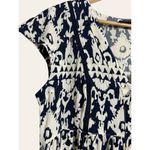 Anthropologie Vanessa Virginia Abstract Print Navy White V-Neck Tunic Top Size M Photo 6