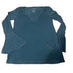 American Eagle Soft & Sexy V-Neck Strappy Teal Top with Bell Sleeves Medium Photo 0
