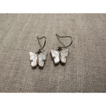 Butterfly Drop Earrings in White and Gold Mother of Pearl Style Photo 1