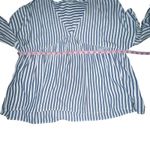 Madewell Women's Medium Blue White Viscose Striped Monterey Flowy Top V-Neck Photo 6