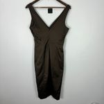 Bebe Brown Satin Sheath Dress S Quiet Luxury Cocktail Mob Wife Y2K USA Glam Photo 3