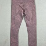 Zyia Active Pink Rose Marbled Print Mid Rise 7/8 Legging Women's Size 0 Photo 3