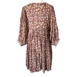 Daughters of India Kyra Mini Dress Burgundy Yellow Floral Print Cotton Sz Large Brown Photo 3