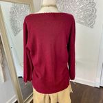 Sag Harbor  Vintage Whimsygoth Burgundy Red Front Tie Knit Crochet Sweater S Photo 5