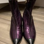 Lautrechose Vintage Purple Metallic Leather Cap Toe Ankle Boots Booties Shoes 36 Size 5.5 Photo 7