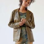Urban Outfitters  Oversized Jules Faux Leather Blazer Olive Small Photo 4