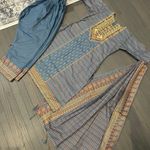 Pakistani/Indian 3pc Blue & Multi Color Embroidery Printed Shalwar Kameez Size M Photo 1