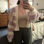 Forever 21  Purple and White Striped Cardigan Photo 1