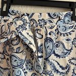 ZARA  Wide Leg Paisley Print Pants Linen Blend Blue White M Photo 3