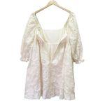 Storia  Embroidered Lace Babydoll Dress Puff Sleeve Mini Ivory Cream Size Medium Photo 3
