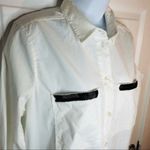 J.Crew Factory Beaded Pocket Half Button Down Cotton Tunic Shirt Ivory White M White Size M Photo 4