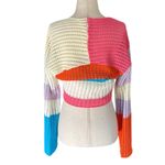 Women's Crochet Knit Sweater Mesh Crop Top Orange Photo 2
