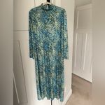 Tuckernuck  Splatter Paint Ellery Dress Green Blue Long Sleeve Maxi Photo 1