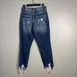 KanCan Mom Fit High Rise Straight Leg Jeans Sz 24 Medium Wash Raw Hem Crop Ankle Blue Photo 5