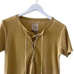 Chaser Marigold LACE UP HI LO RIB TEE Bohemian Women’s Short Sleeves Top SZ M Photo 2
