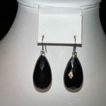 Goth Teardrop Black Crystal Earrings Photo 4