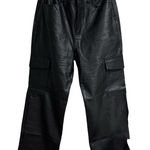 tgla Black Wide Leg Faux Leather Cargo Pants EUC Size XL Photo 0