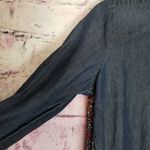 Anthropologie  POSTMARK DENIM DITSY MICRO LORAL TRIM LONG LINE BUTTON DOWN TOP Photo 5