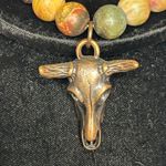 Mookaite Jasper Bull Skull Western Bracelet Brown Photo 2