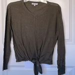 Madewell  Olive Green Tie Front Sweater Medium Photo 0
