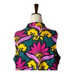 Jude‎ Connally Shirt Women Large Green Purple Floral Jersey Macy Mock Neck Boho Photo 4